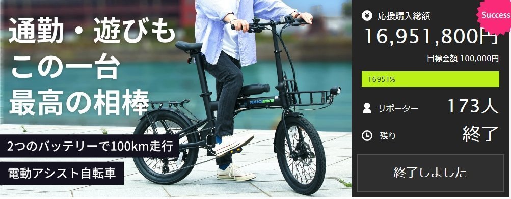 【徹底解説】クラウドファンディングで1,700万円売れた海外製電動アシスト自転車について - NaiciBike-Japan